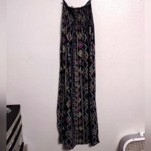 Black tribal print strapless maxi dress